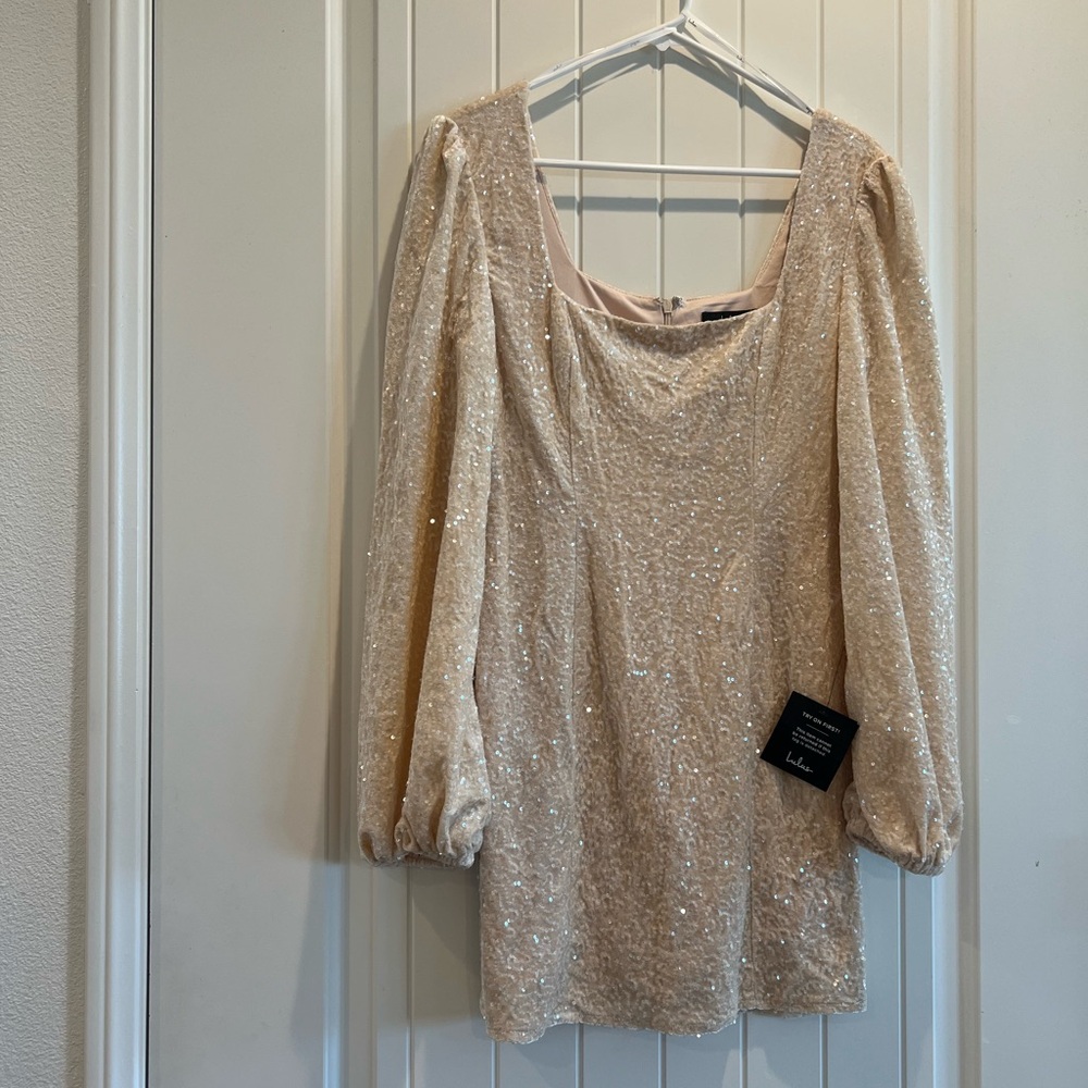 Lulu's Cream Sequin Blouse